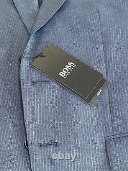 Hugo Boss Huge6/Genius5 Slim Fit Striped Wool Suit 40R / 34W Blue