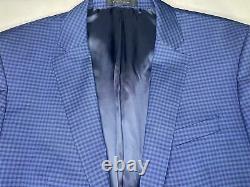 Hugo Boss Huge6/Genius5 Trim Fit Check Wool Suit 40R / 34W Blue Flat Pant 2020