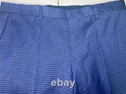 Hugo Boss Huge6/Genius5 Trim Fit Check Wool Suit 44R / 38W Blue Flat Pant 2020