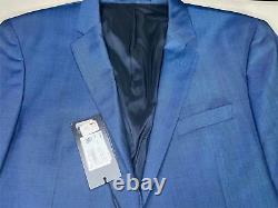 Hugo Boss Huge6/Genius5 Trim Fit Solid Wool Suit 42S / 36W Blue Flat Pant 2020