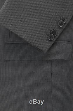 Hugo Boss Men's'Adwart/Wilard/Hets' Checked 100% Wool 3-Piece Slim Fit Suit 36R
