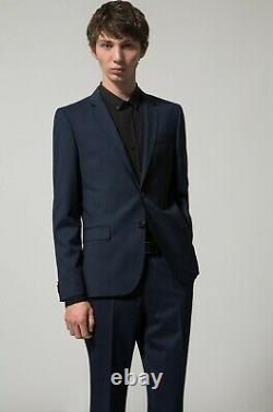 Hugo Boss Men's'Arti/Hesten' Blue Extra Slim Fit Soft Constructed Wool Suit 44R