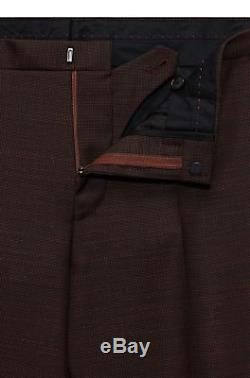 Hugo Boss Men's'Astina/Hets' Dark Orange Extra Slim Fit Wool Textured Suit 38R