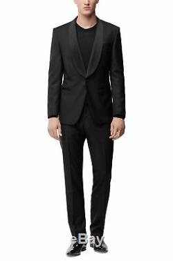 Hugo Boss Men's Herwyn/Gewon Black Slim Fit Wool Silk Tuxedo Suit 40 Regular