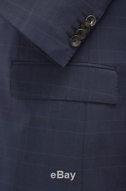 Hugo Boss Men's'Huge/Genius' Navy Plaid Slim Fit Italian Wool Suit, Size 48R