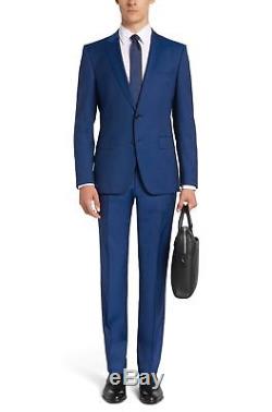 Hugo Boss Men's'Huge/Genius' Slim Fit Italian Wool Blue Sharksin Suit, Size 42R