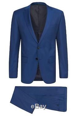 Hugo Boss Men's'Huge/Genius' Slim Fit Italian Wool Blue Sharksin Suit, Size 42R