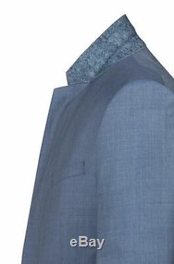 Hugo Boss Men's'Huge6/Genius5 WE' Slim Fit Light Blue Wool 3-Piece Suit 38R