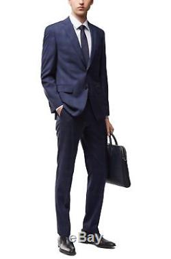 Hugo Boss Men's'Johnston/Lenon' Navy Plaid Slim Fit Italian Wool Suit, Size 40R