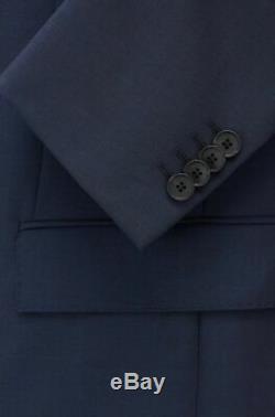 Hugo Boss Men's'Namil/Ben' Navy Slim Fit Wool Mohair Double Breasted Suit, 42R