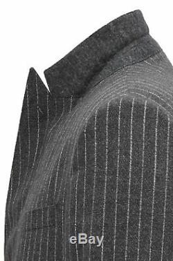 Hugo Boss Men's'Namil/Ben' Slim Fit Double Breasted Grey Striped Wool Suit 38R