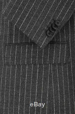 Hugo Boss Men's'Namil/Ben' Slim Fit Double Breasted Grey Striped Wool Suit 38R
