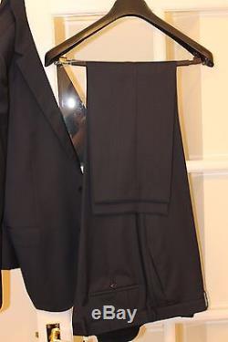 Hugo Boss Men's Navy Fine Stripe Slim Fit Suit Size 54 Uk