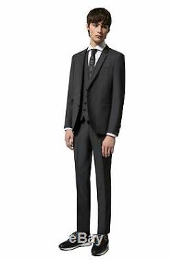 Hugo Boss Men's'Phil/Taylor' Extra Slim Fit Black Textured 3-Piece Suit 40R