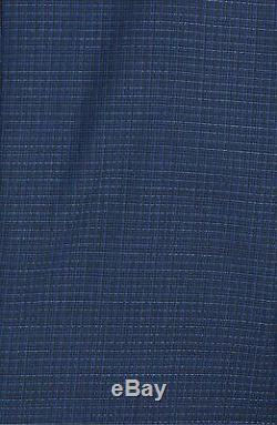 Hugo Boss Men's'Reymond/Wenten' Blue Extra Slim Fit Checkered Wool Suit 38R