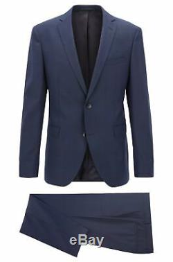 Hugo Boss Men's'Reyno/Wave' Dark Blue Plaid Extra Slim Fit Wool Suit 40R