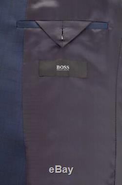 Hugo Boss Men's'Reyno/Wave' Dark Blue Plaid Extra Slim Fit Wool Suit 40R
