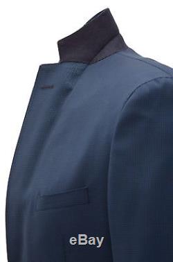 Hugo Boss Men's'Reyno/Wave' Extra Slim Fit Wool Birdseye Pattern Blue Suit 40R