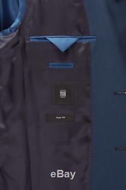 Hugo Boss Men's'Reyno/Wave' Extra Slim Fit Wool Birdseye Pattern Blue Suit 40R