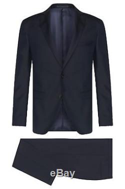 Hugo Boss Men's'Reyno/Wave' Slim Fit Wool Navy Stripe Weave Pattern Suit 38R