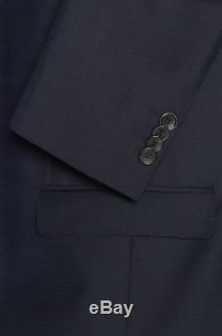 Hugo Boss Men's'Reyno/Wave' Slim Fit Wool Navy Stripe Weave Pattern Suit 38R