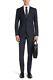Hugo Boss Men's'Reyno/Wave' Slim Fit Wool Navy Stripe Weave Pattern Suit 42R