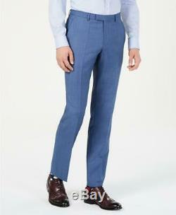 Hugo Boss Men's Slim Fit Light Blue Mini Grid 2 PC Suit Pants WOOL 44R 36W
