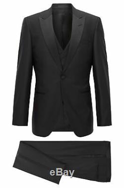 Hugo Boss Men's'T-Hardon/Glore WE' Black Slim Fit Wool 3-Piece Tuxedo Suit 40R
