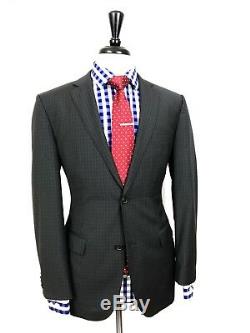 Hugo Boss Mens Grey Tattersall Slim Fit Wool Suit 40s 34w 32l