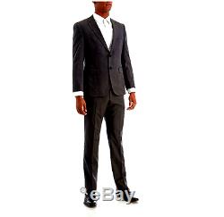 Hugo Boss Mens Size 36S Black Pin Striped Virgin Wool 2 Piece Slim Fit Suit New