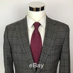 Hugo Boss Pasolini/Movie Super 130s Wool Gray Glen Plaid Slim Fit Suit 38R 32x32