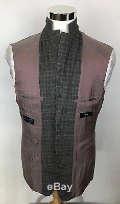 Hugo Boss Pasolini/Movie Super 130s Wool Gray Glen Plaid Slim Fit Suit 38R 32x32