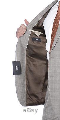 Hugo Boss Slim Fit Brown Plaid Two Button Wool Suit