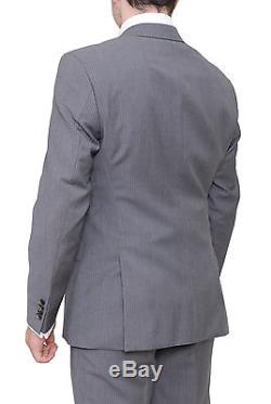 Hugo Boss The Grand/central Slim Fit Gray Pinstriped Wool Suit Made In Usa