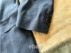 Hugo Boss blue prince of wales check huge6/genius5 wool suit slim fit 40 R NEW