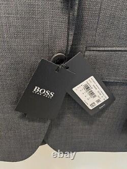 Hugo Boss slim-fit suit in micro-patterned virgin wool serge