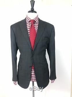 ISAIA NAPOLI Mens Charcoal Grey Check Wool Slim Fit Suit 42R 34W 33L
