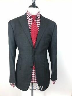 ISAIA NAPOLI Mens Charcoal Grey Check Wool Slim Fit Suit 42R 34W 33L