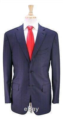 ISAIA Napoli Custom Recent Navy Blue Woven 2-Btn Slim Fit 130's Wool Suit 40L