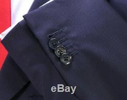 ISAIA Napoli Custom Recent Solid Dark Navy 2-Btn Slim Fit 130's Wool Suit 40L