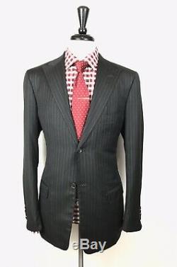 ISAIA Napoli Mens Grey Striped Slim Fit Working Cuffs Suit 42L 34W 33L
