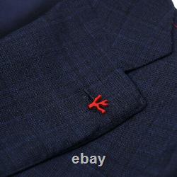 Isaia Slim-Fit Dark Blue Check Super 140s Wool Suit 38R (Eu 48) NWT