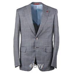 Isaia Slim-Fit Gray and Aqua Check Super 140s Wool Suit 40R (Eu 50) Gregorio