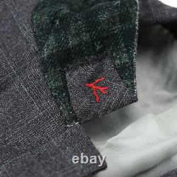 Isaia Slim-Fit'Gregorio' 3-Piece Gray Check Soft Brushed Wool Suit 44R (Eu 54)