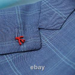 Isaia Slim-Fit'Gregorio' Sky Blue Check Super 180s Wool Suit 44R (Eu 54)