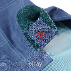 Isaia Slim-Fit'Gregorio' Sky Blue Check Super 180s Wool Suit 44R (Eu 54)