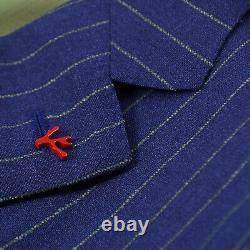 Isaia Slim-Fit Royal Blue Striped'Aqua 3-Ply' Wool Suit 42R (Eu 52) Gregorio