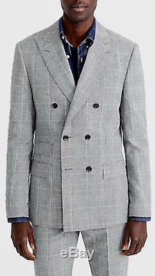 J. CREW 42R Ludlow Slim-fit one-and 1/2 breasted suit jacket Italian glen plaid