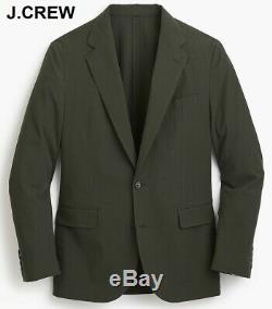 J. CREW Ludlow 40L seersucker blazer olive green suit jacket cotton slim-fit 40 L