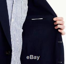 J. CREW Ludlow 40R seersucker blazer navy blue suit jacket cotton slim-fit 40 R